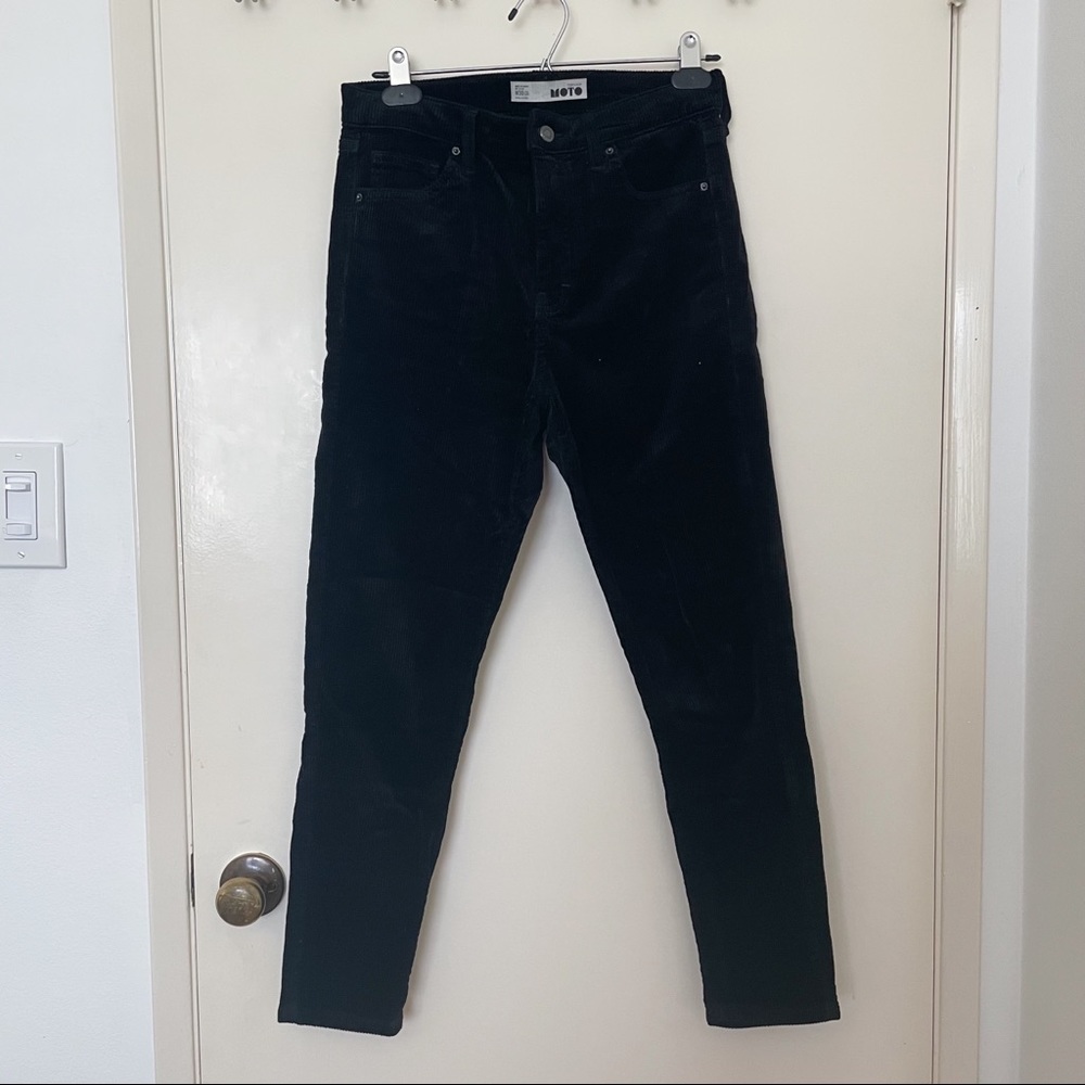 Topshop MOTO corduroy skinny ankle pants in black W30 L30
